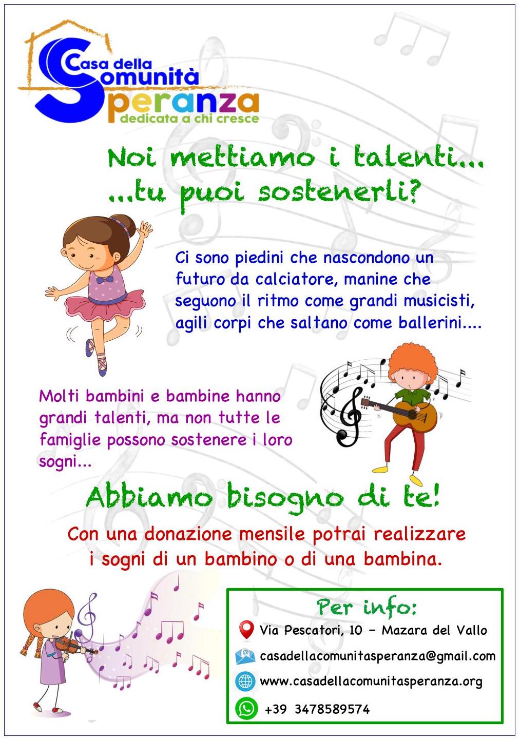 SOSTIENIAMO I PICCOLI E GRANDI TALENTI